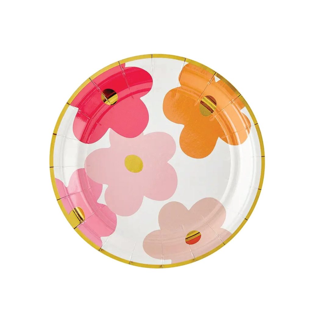 Pink & Orange Daisy Dessert Plates 8ct