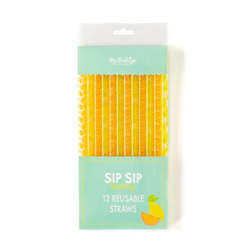 Lemon And Orange Reusable Straws 12ct