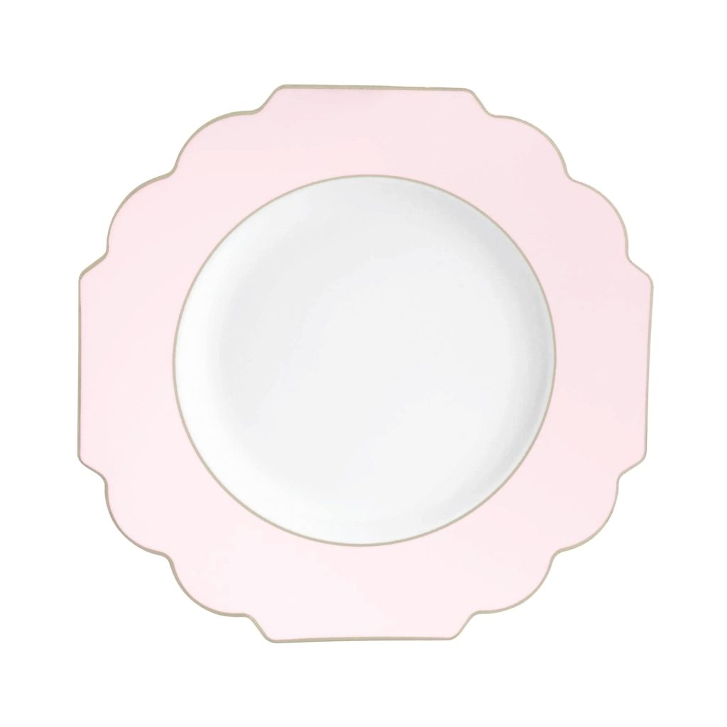 Blush Pink Scalloped Plastic Dessert Plates 10ct