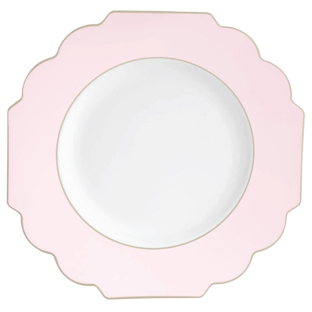 Blush Pink Scalloped Plastic Dinner Plates 10ct