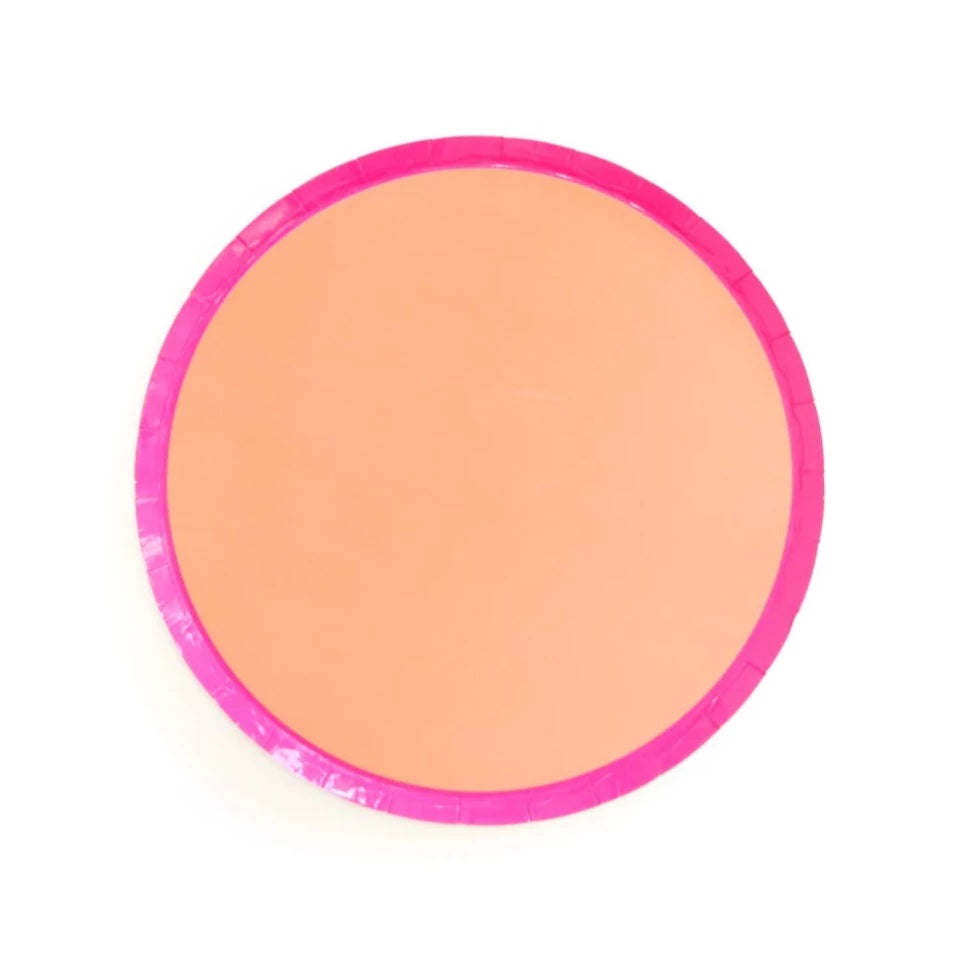 Coral & Hot Pink Colorblock Dessert Plates 8ct