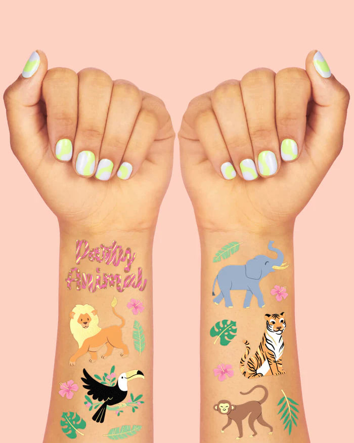 Party Animals Temporary Tattoo Sheets 2ct