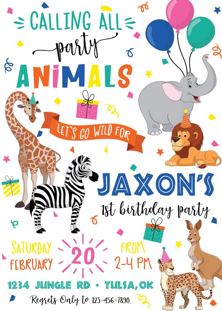 Party Animals Birthday Party Invitation