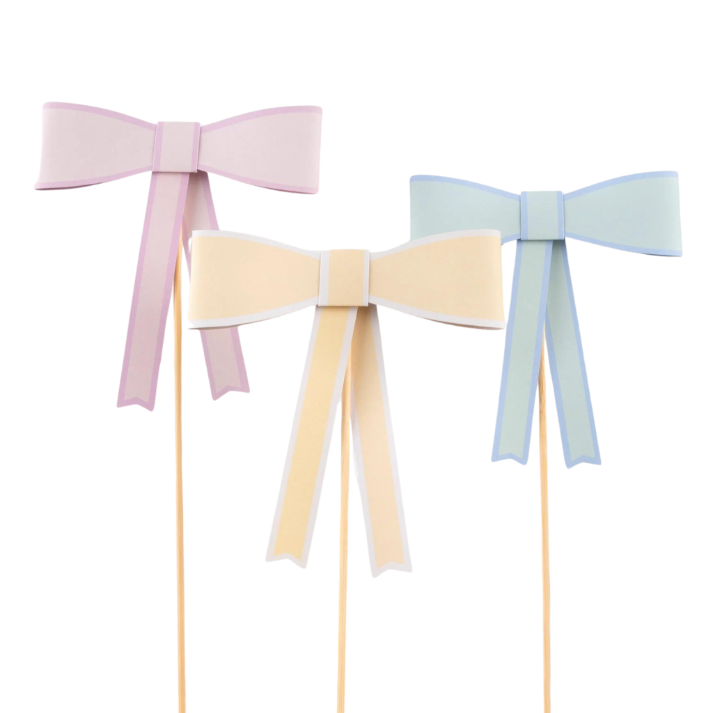 Pastel Bow Cake Toppers 3ct