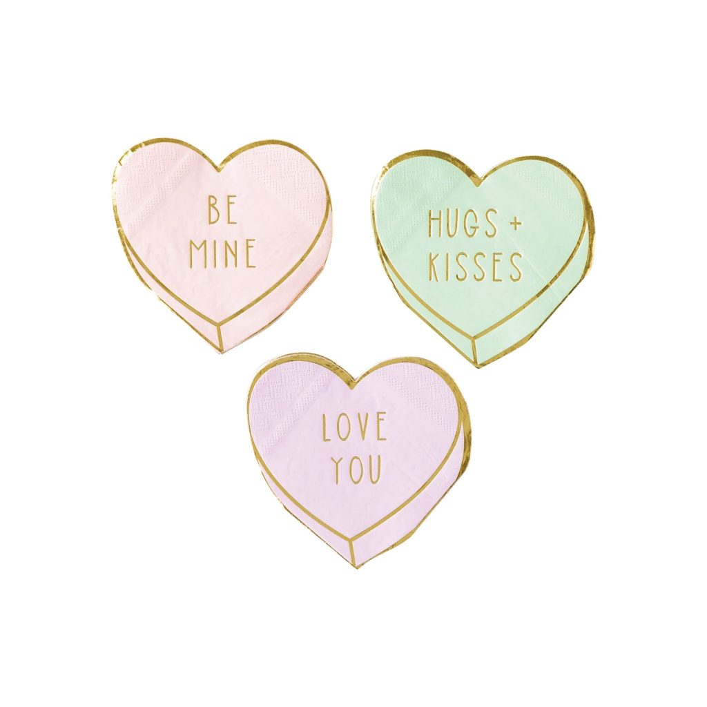 Pastel Candy Heart Dessert Napkins 18ct