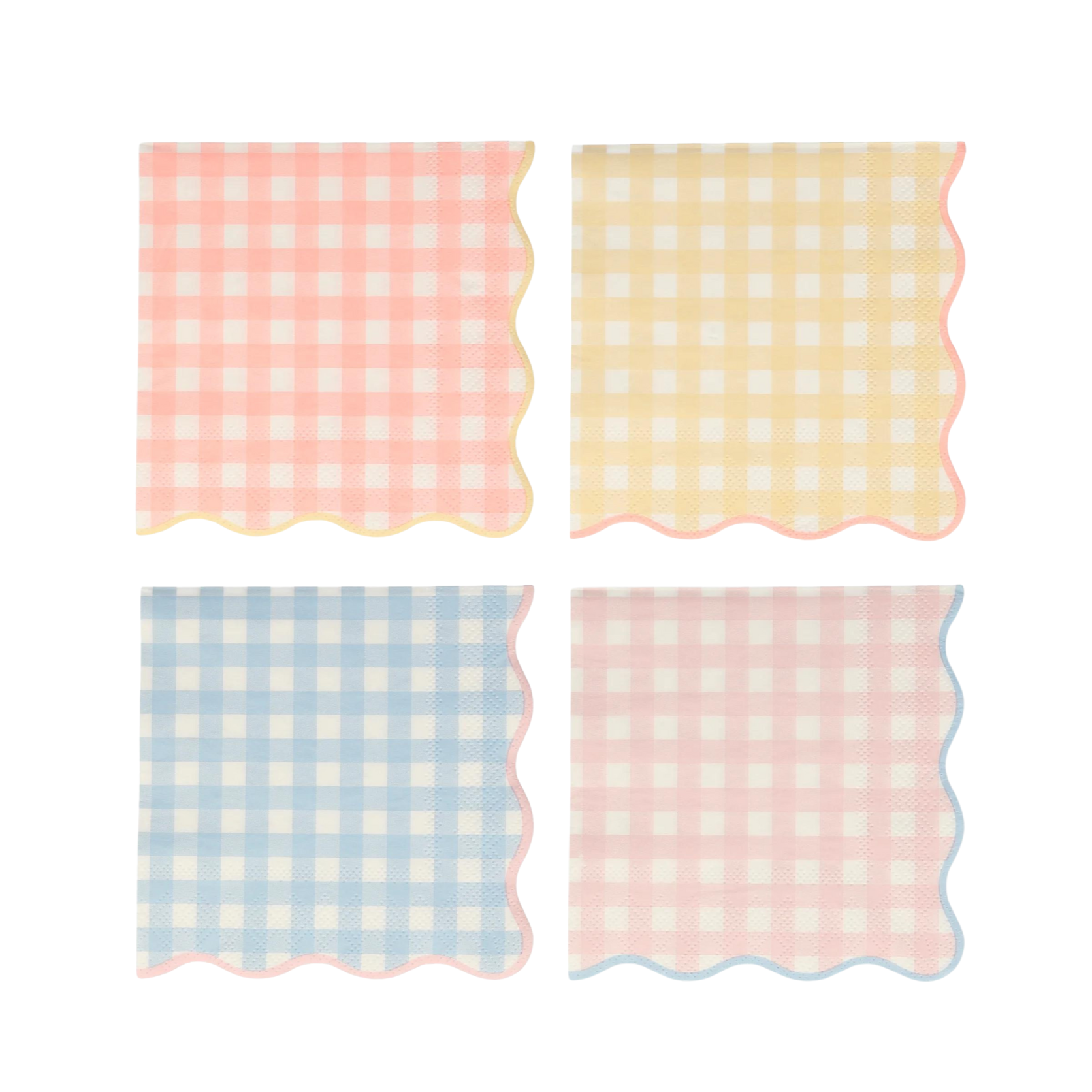 Pastel Gingham Scalloped Dessert Napkins 20ct