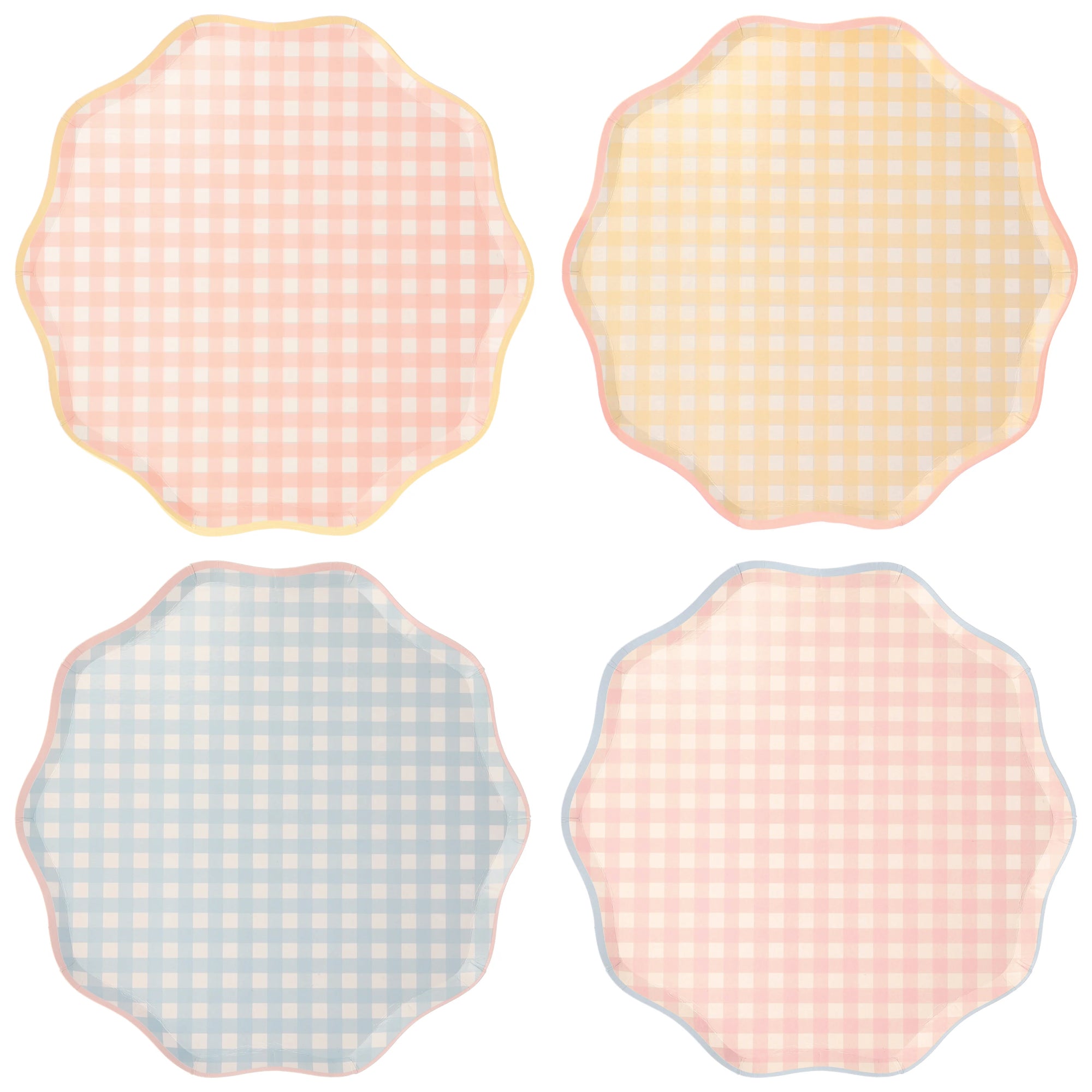 Pastel Gingham Scalloped Dinner Plates 12ct