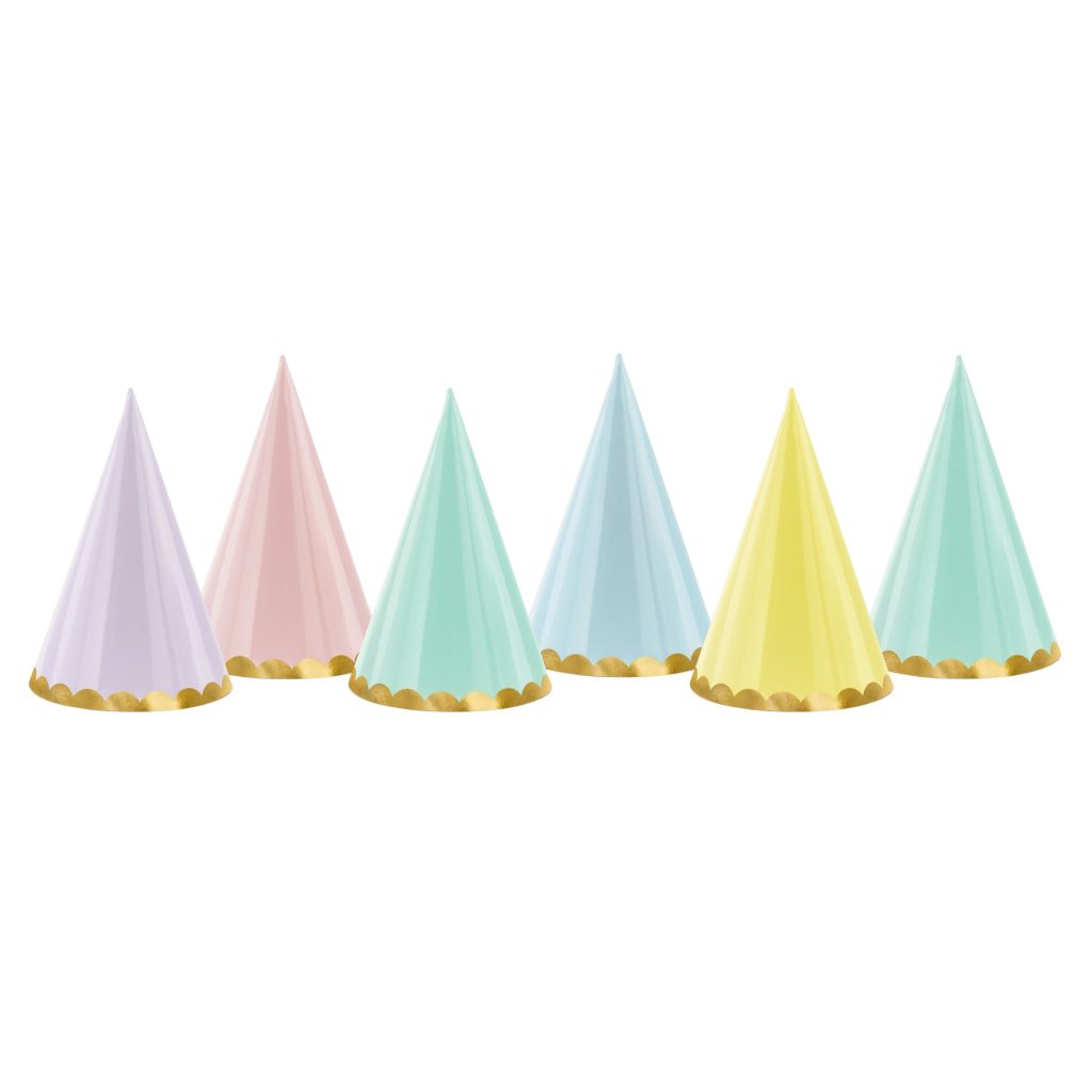 Assorted Pastel Party Hats 6ct