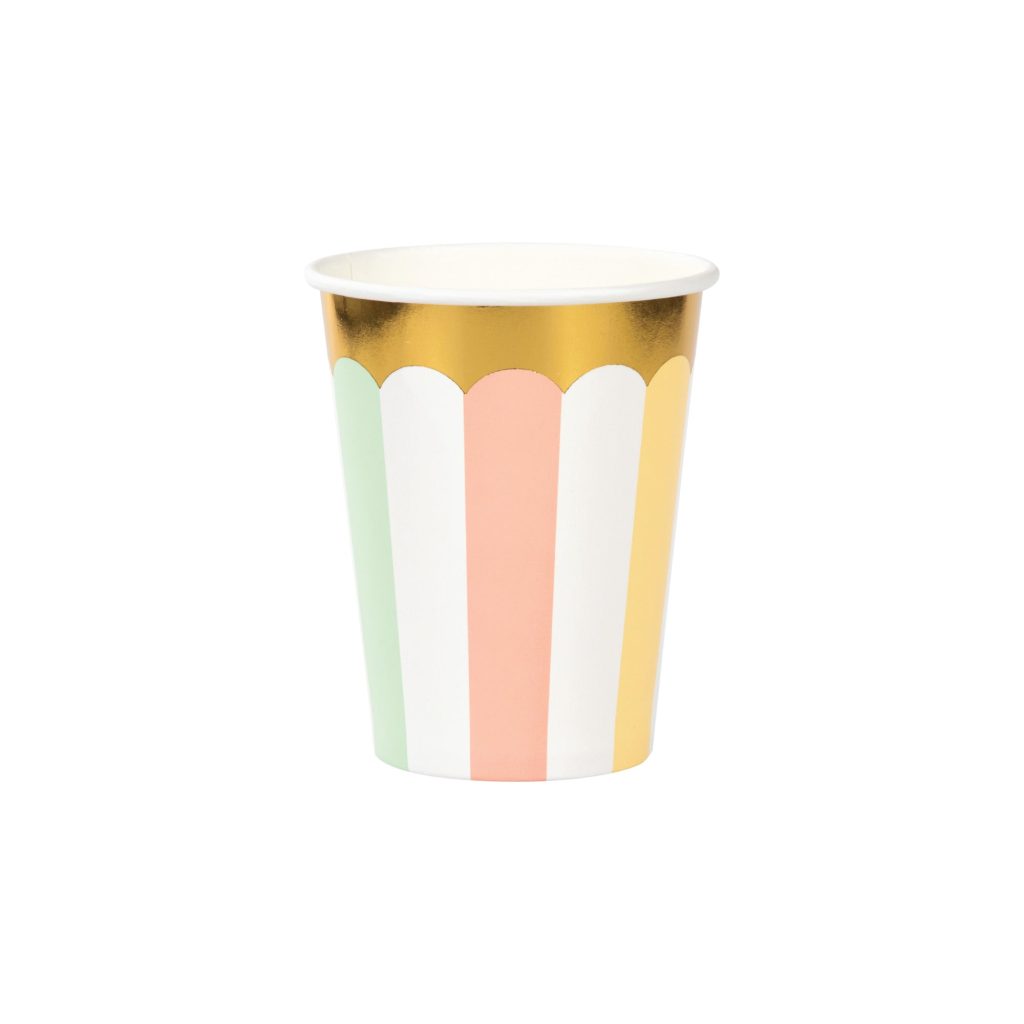 Pastel Striped Paper Cups 8ct