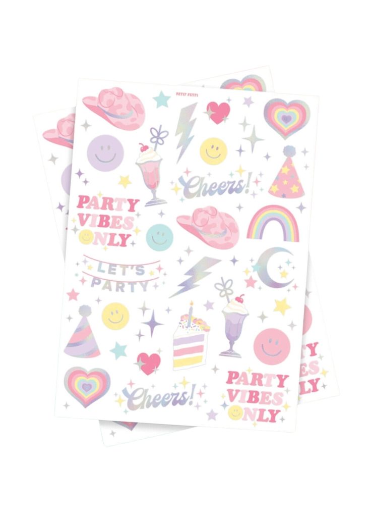 Pretty Pastel Party Temporary Tattoo Sheets 2ct