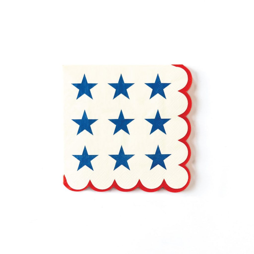 Patriotic Red, Cream & Blue Stars Dessert Napkins 25ct