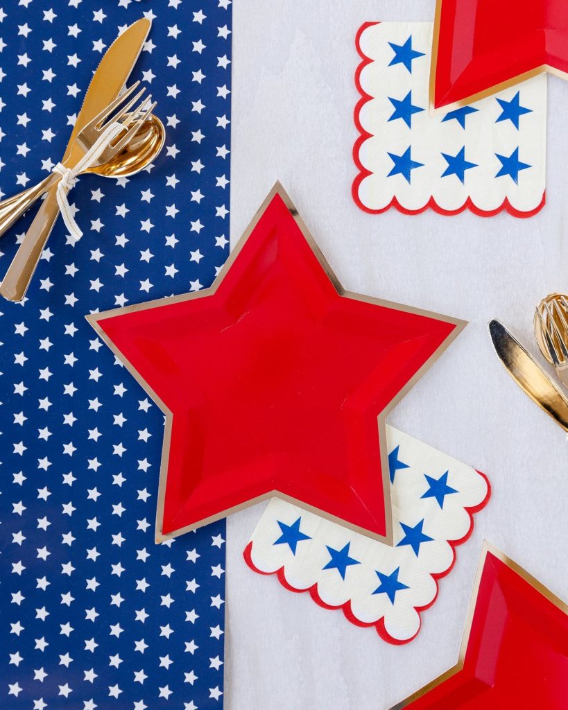 Patriotic Red, Cream & Blue Stars Dessert Napkins 25ct