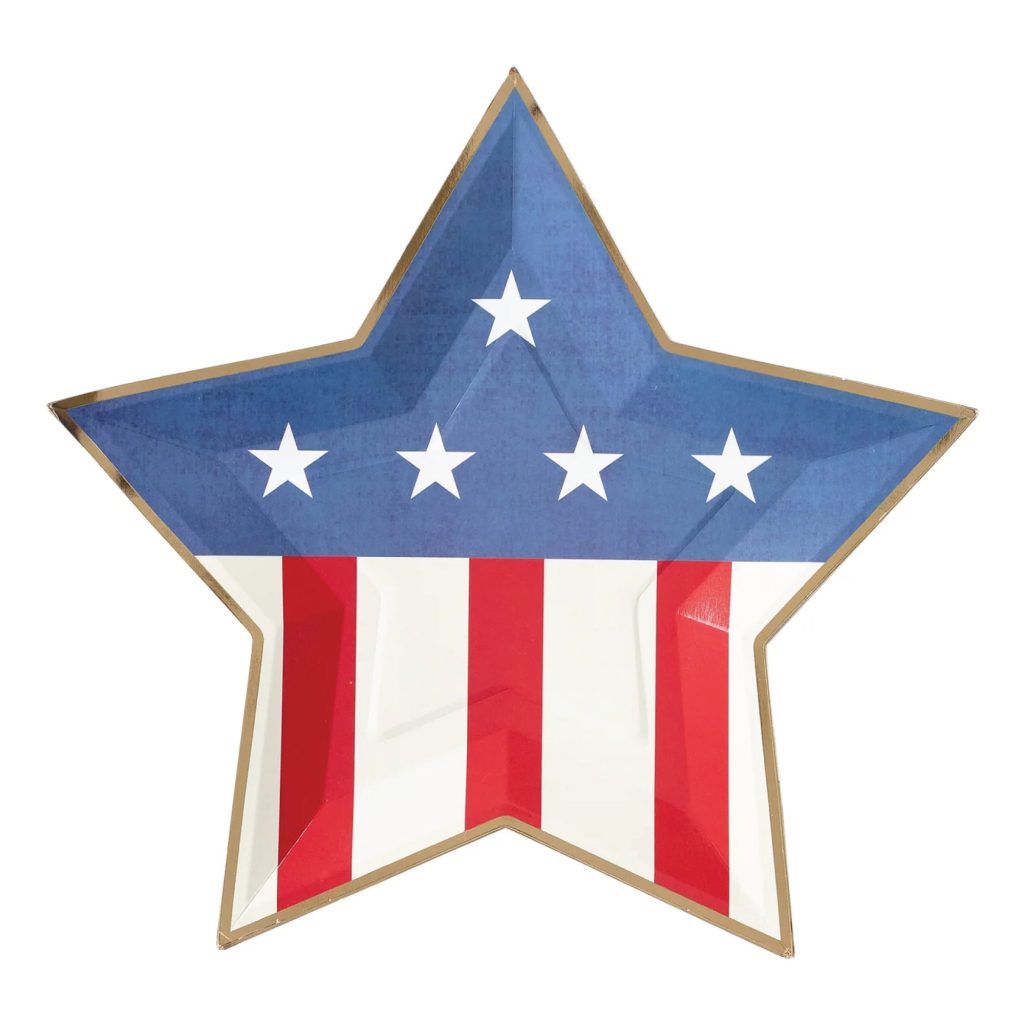 Patriotic Stars & Stripes Star Dessert Plates 8ct