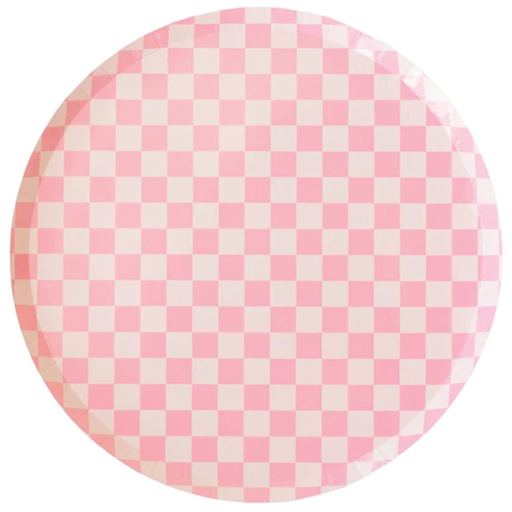 Pink Checkered Dinner Plates 8ct