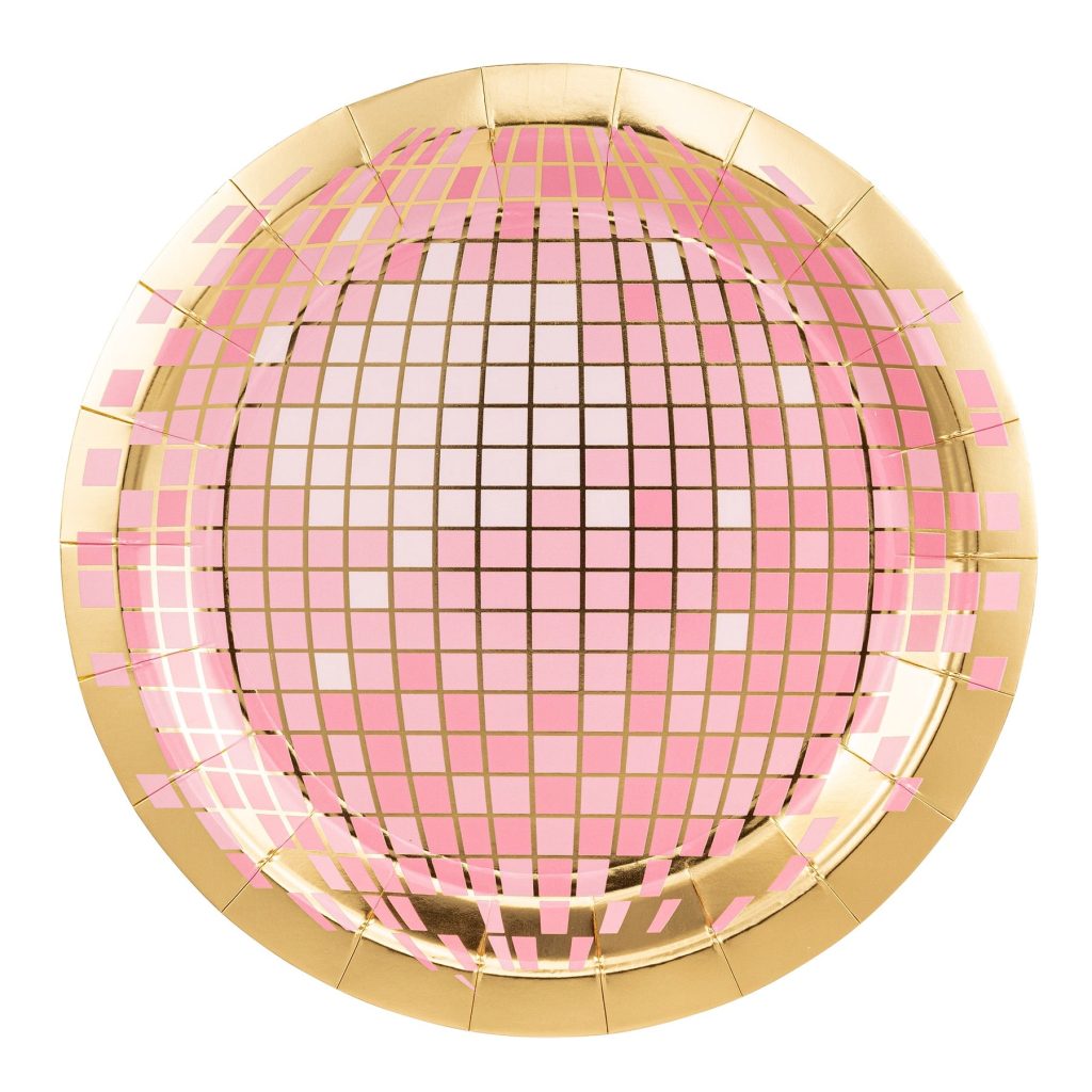 Pink & Gold Disco Ball Lunch Plates 8ct