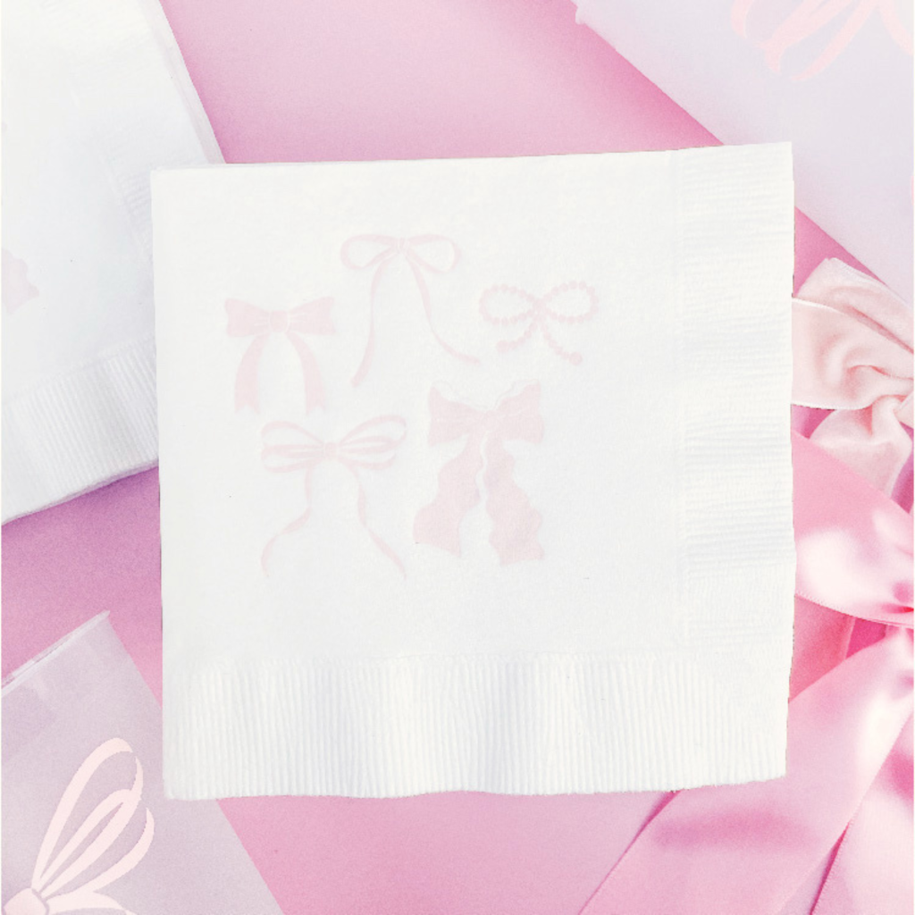 Pink Bows Dessert Napkins 20ct