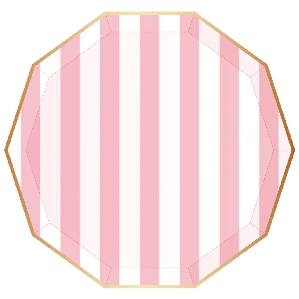 Light Pink Cabana Striped Dinner Plates 8ct