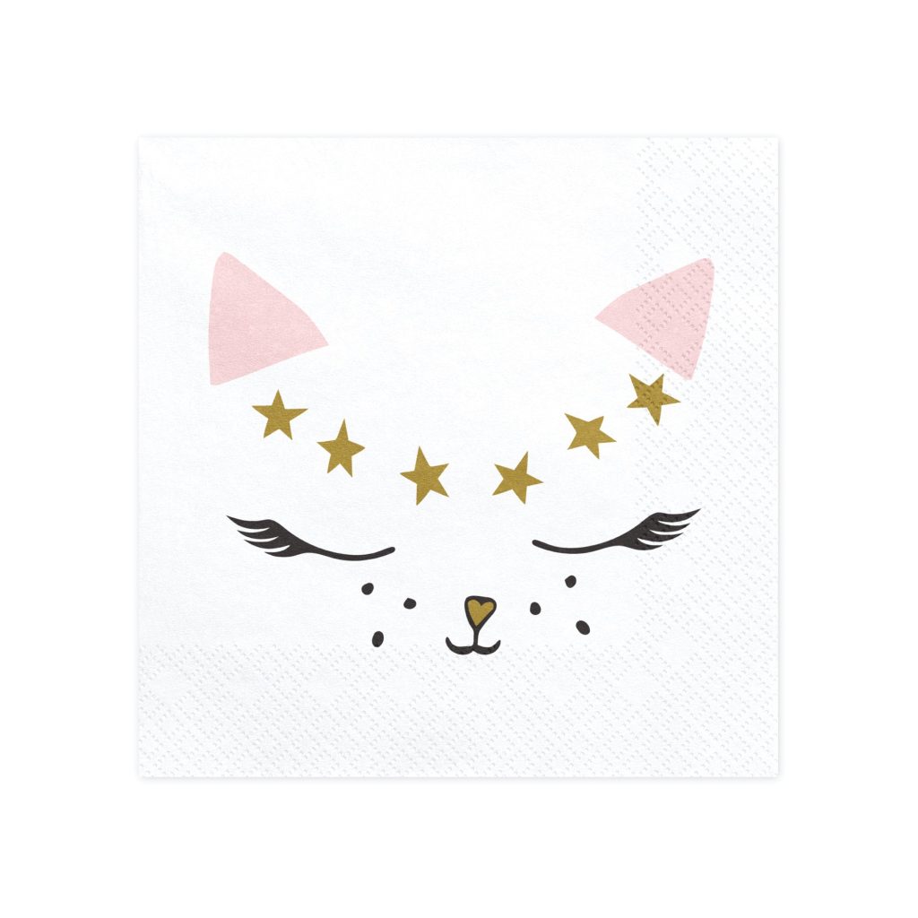 Pink & White Kitty Cat Lunch Napkins 20ct