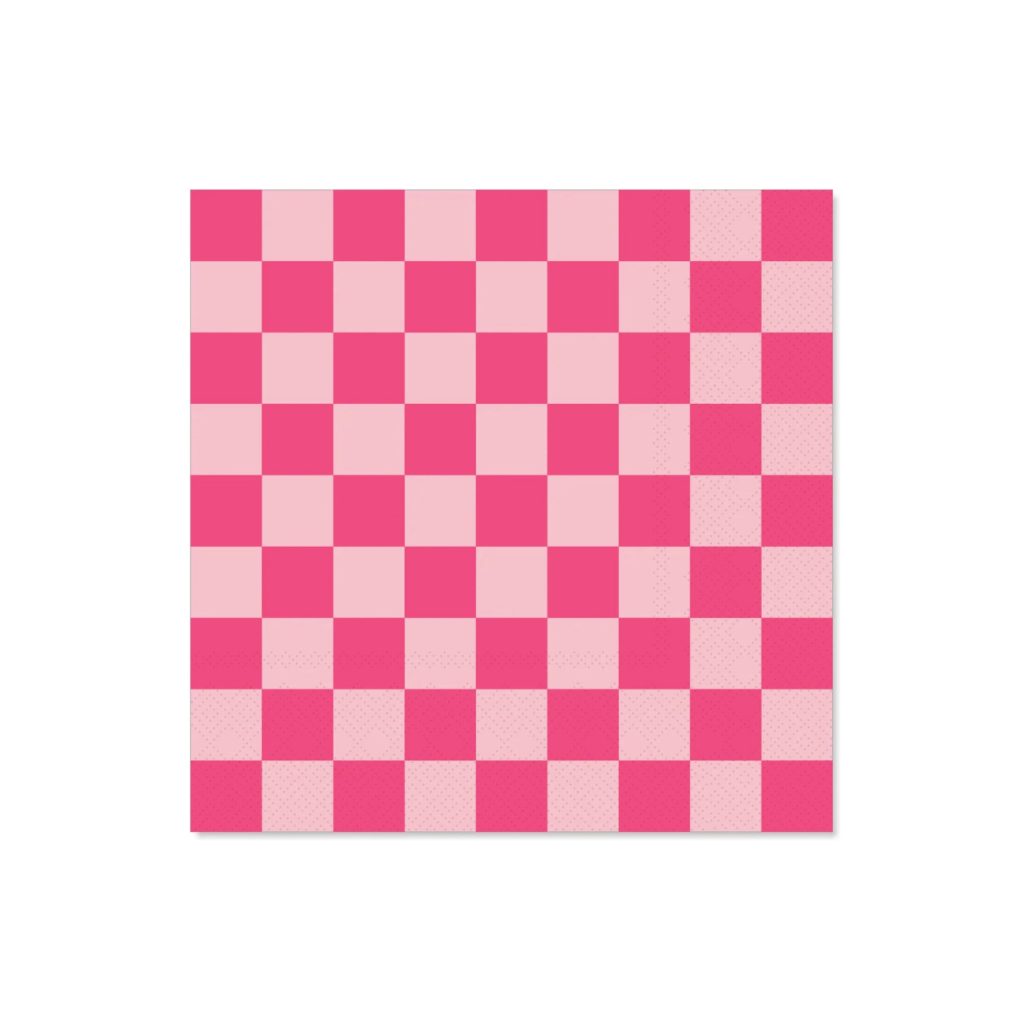 Hot Pink Checkered Lunch Napkins 20ct