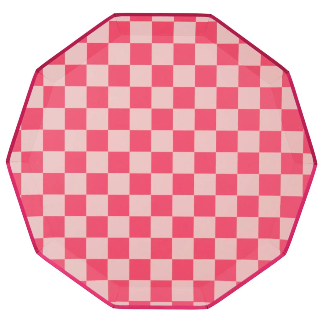 Hot Pink Checkered Dinner Plates 8ct