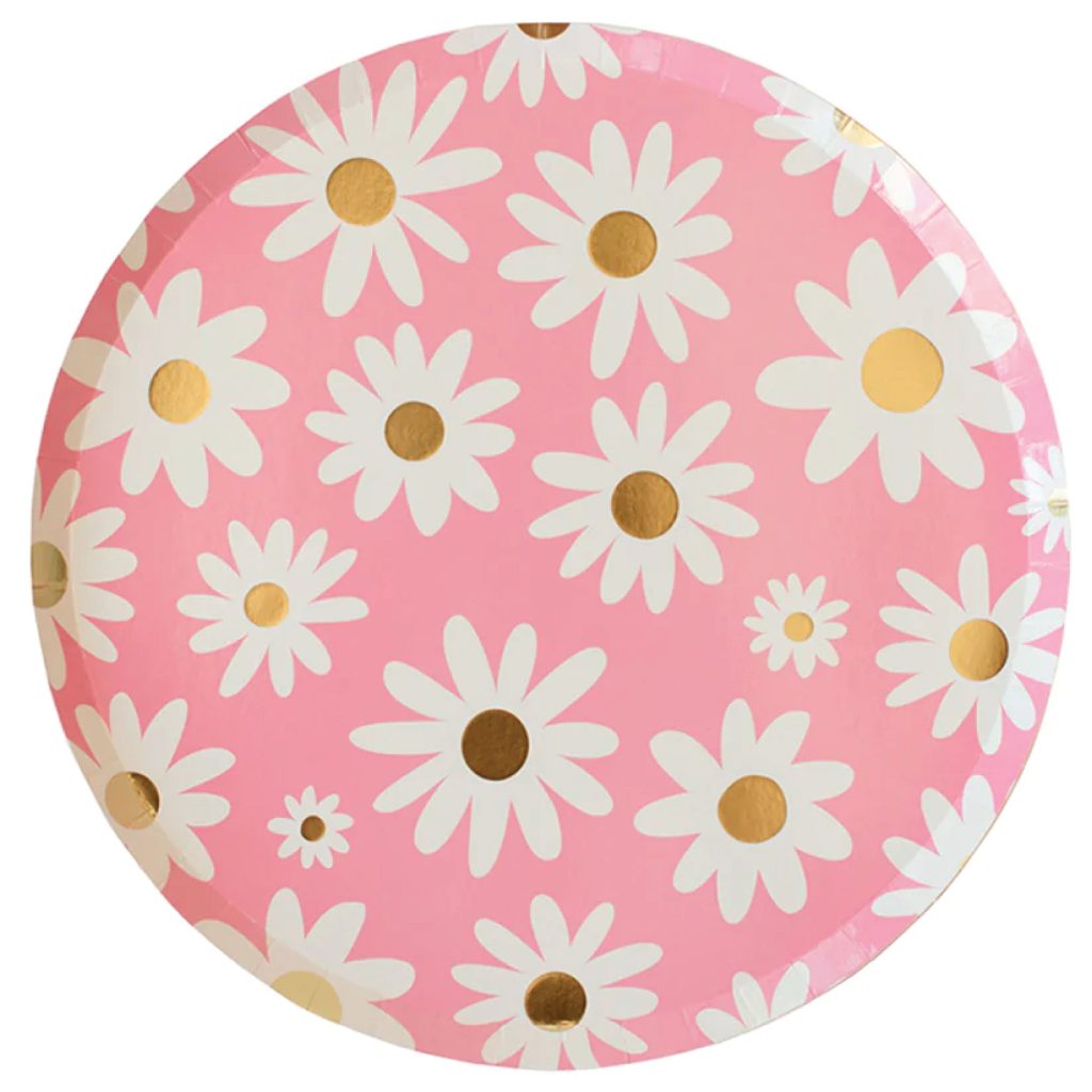 Groovy Pink Daisy Dinner Plates 8ct