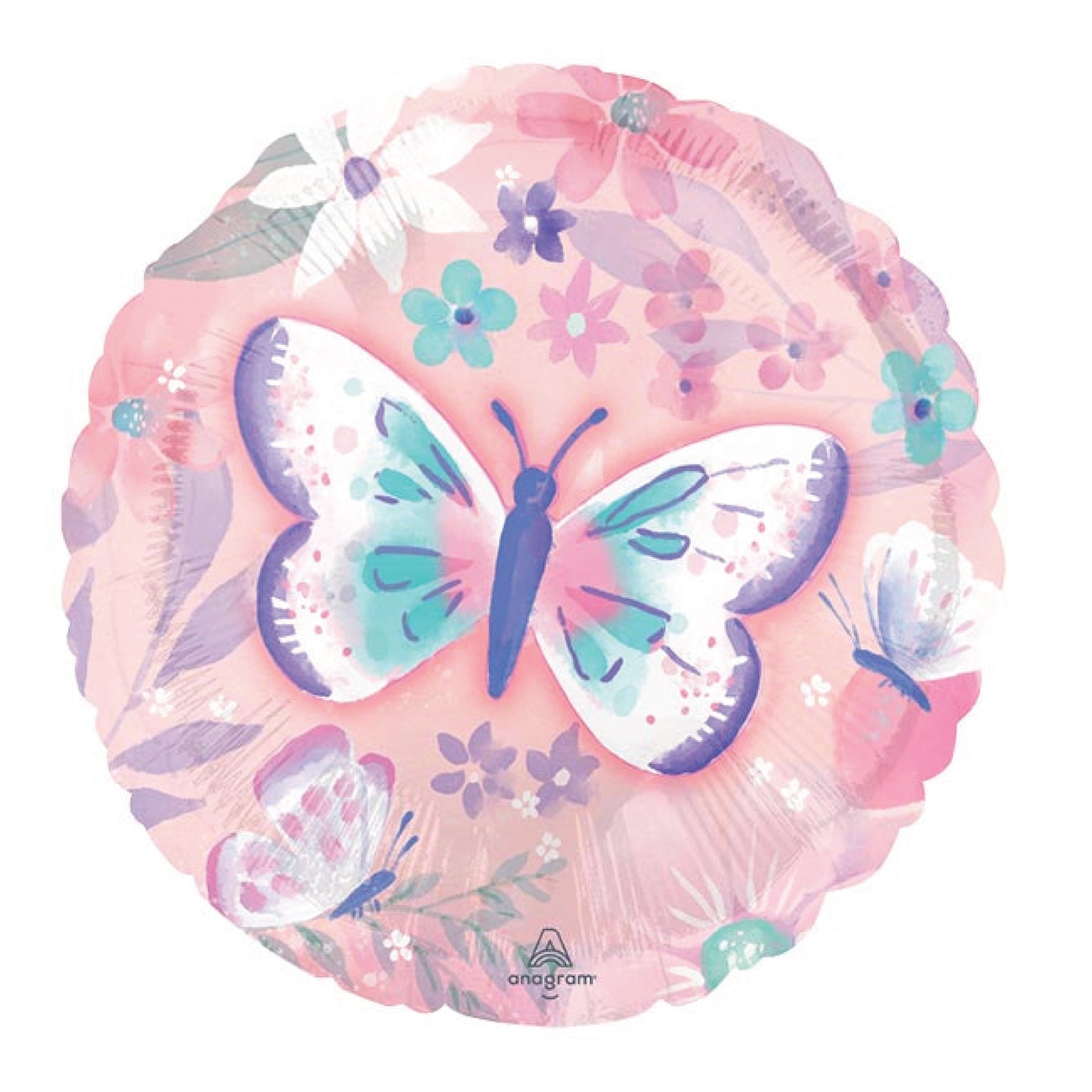 Pink Flutter Butterfly Balloon 17in