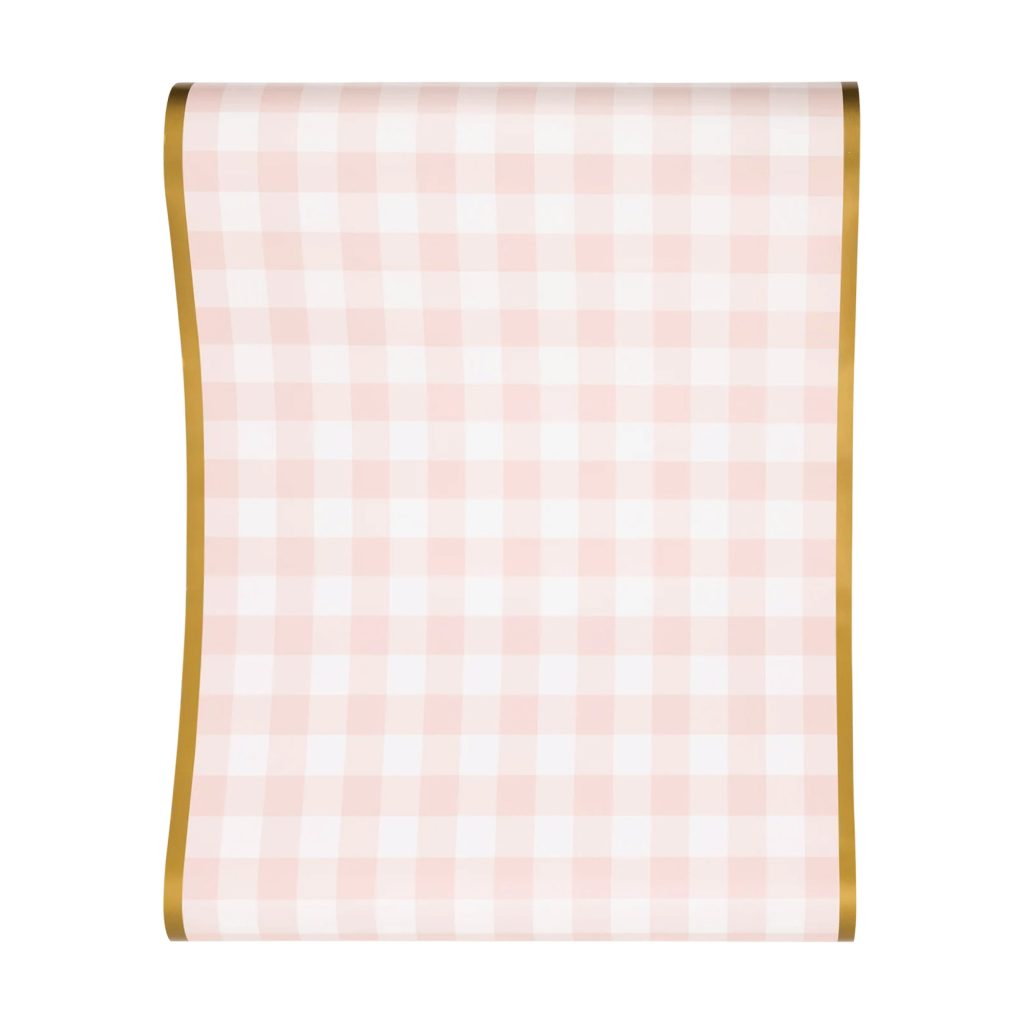 Pink Gingham Paper Table Runner 10ft