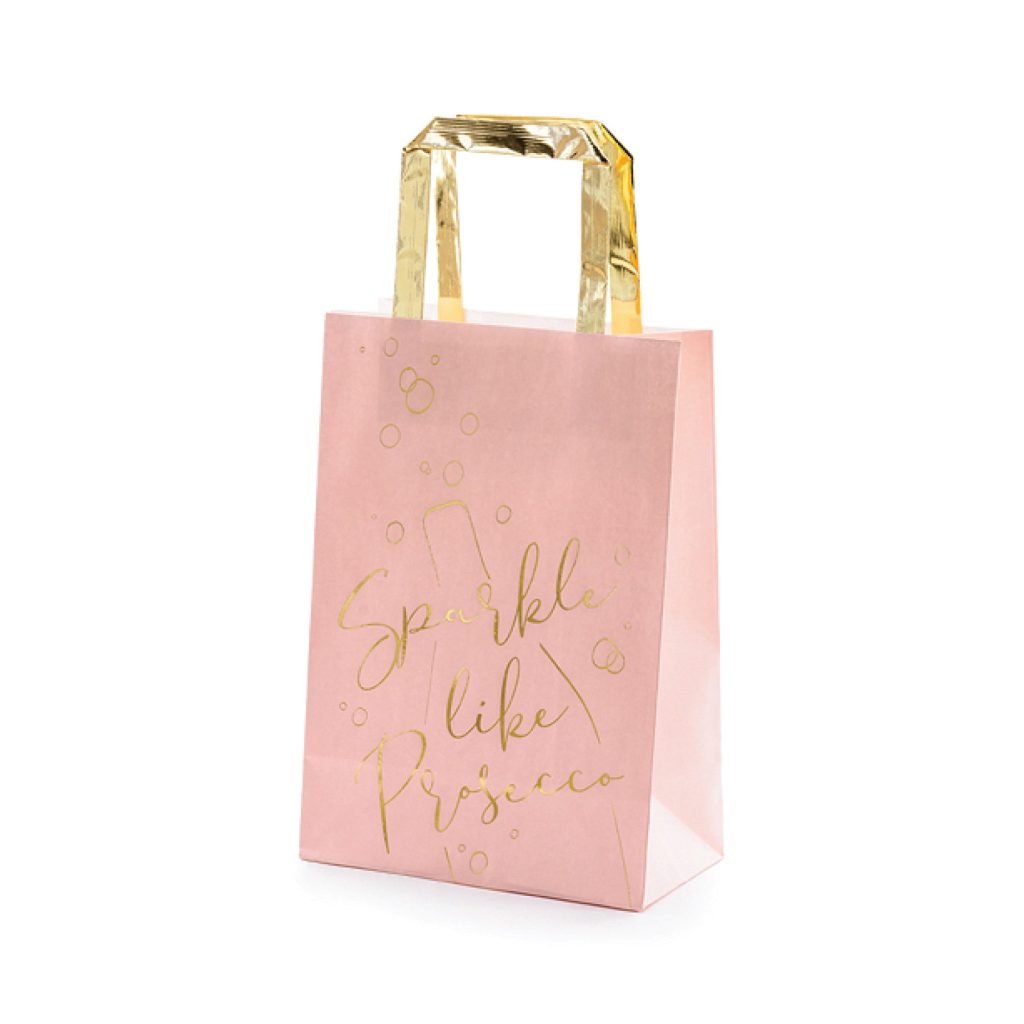 Blush Pink & Gold Sparkle Like Prosecco Gift Bags 6ct