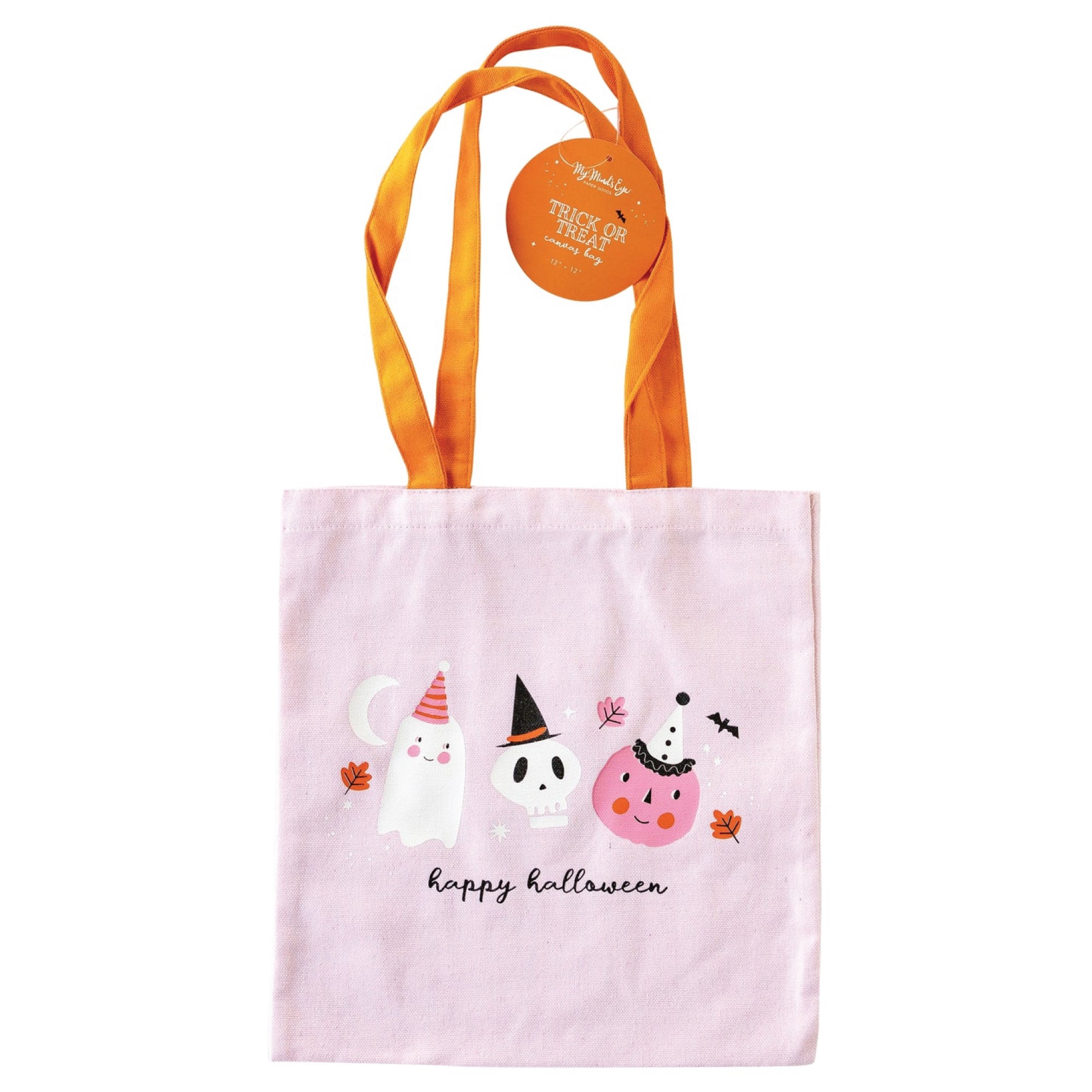 Pink Happy Halloween Canvas Tote Bag