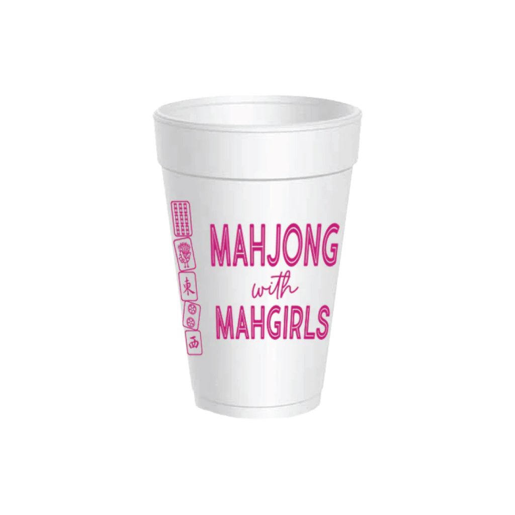 Mahjong With Mahgirls Styrofoam Cups With Lids 10ct