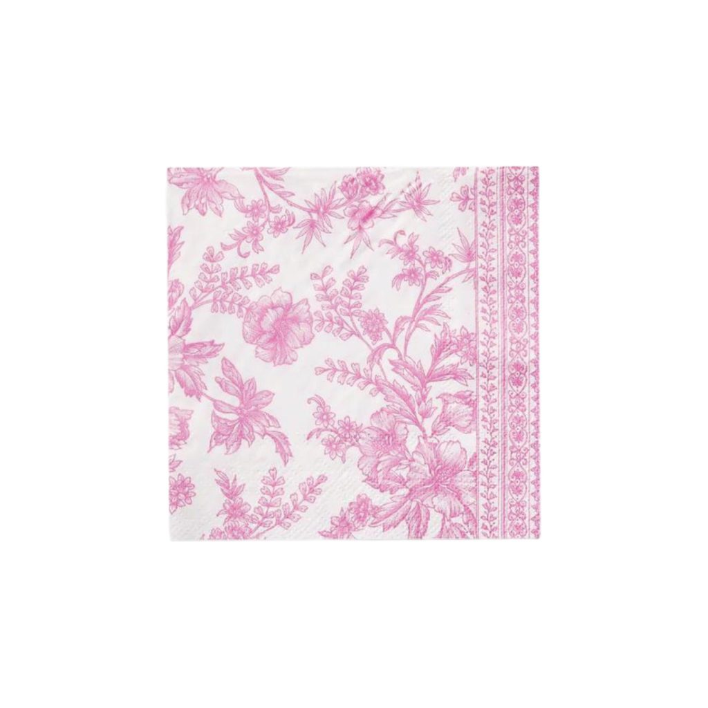 Pink Toile Dessert Napkins 25ct