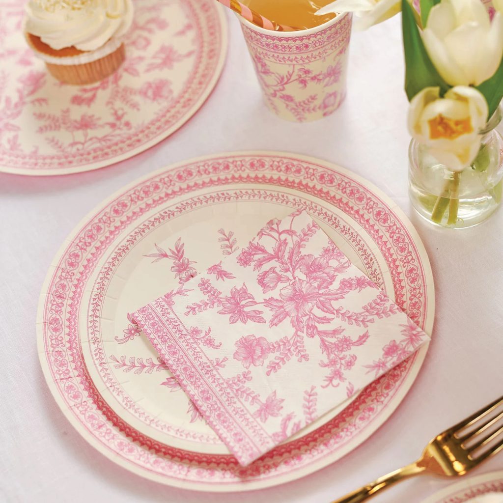 Pink Toile Dessert Napkins 25ct