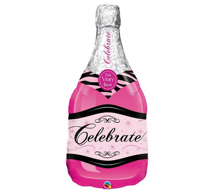 Pink Bubbly Wine Bottle Balloon 39in