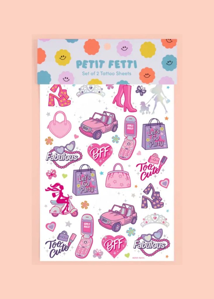 Pink Girl Party Temporary Tattoo Sheets 2ct