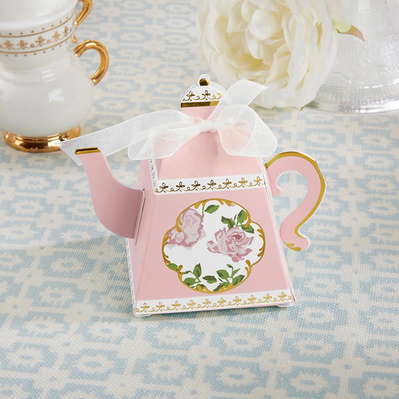 Pink Floral Tea Time Favor Boxes 24ct