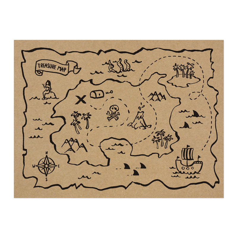 Pirate Treasure Map Paper Placemats 6ct