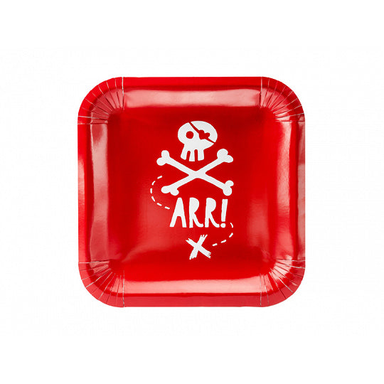 Red Pirate Dessert Plates 6ct