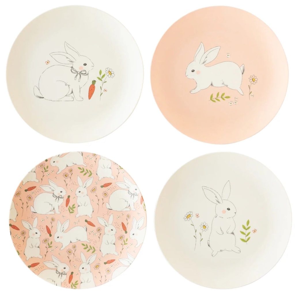 Bamboo Reusable Easter Bunny Dessert Plates 4ct