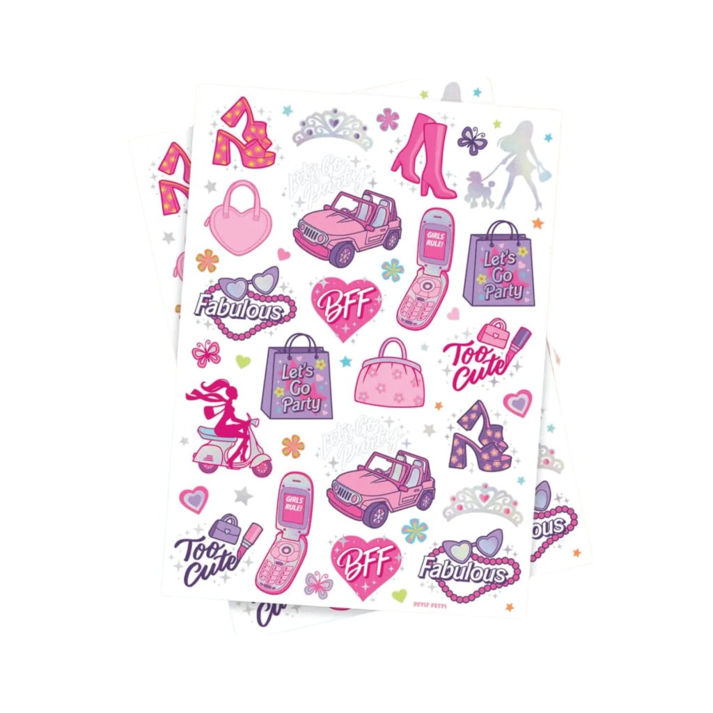 Pink Girl Party Temporary Tattoo Sheets 2ct