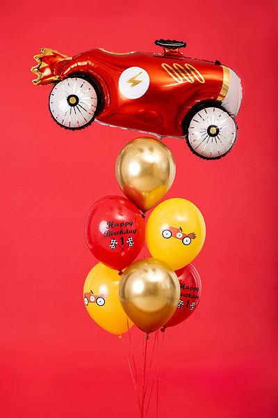 Fast Race Car 1st Birthday Balloons 6ct