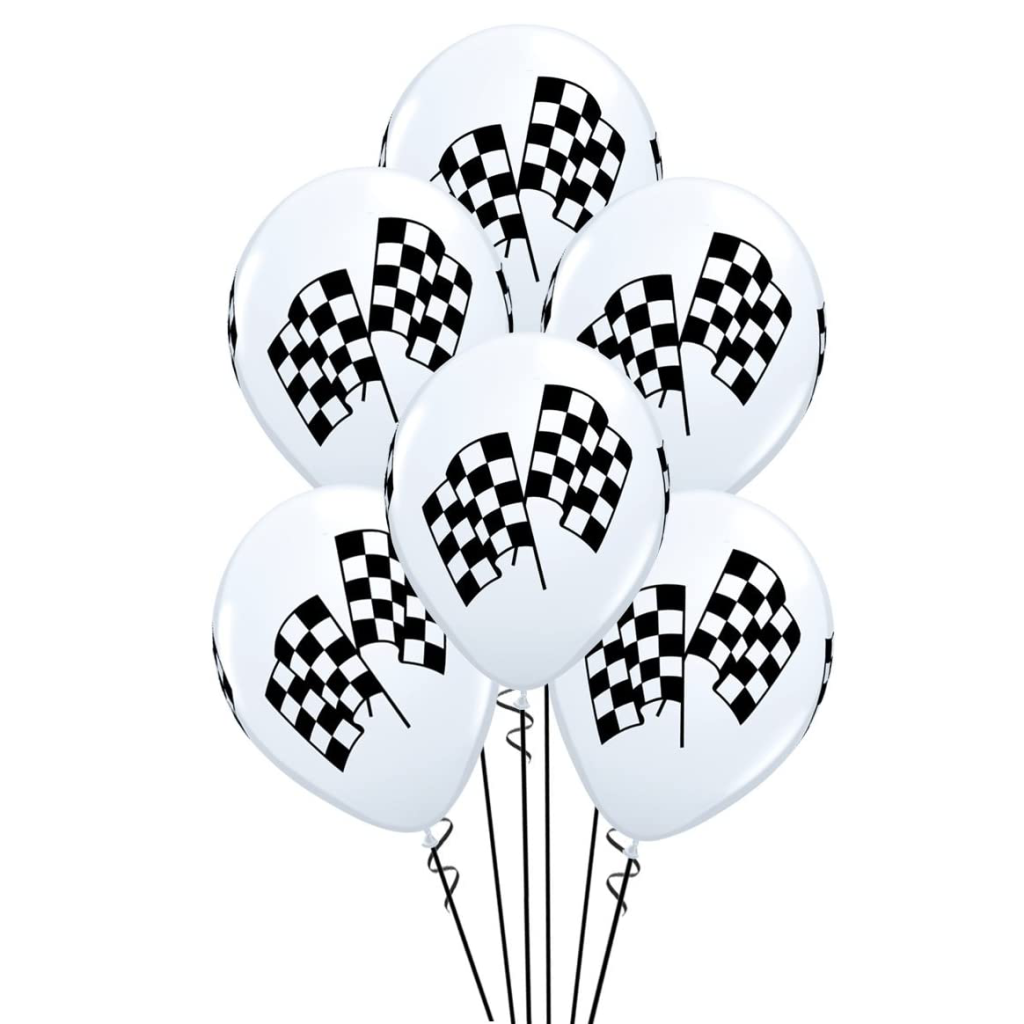 Checkered Racing Flags Latex Balloons 6ct