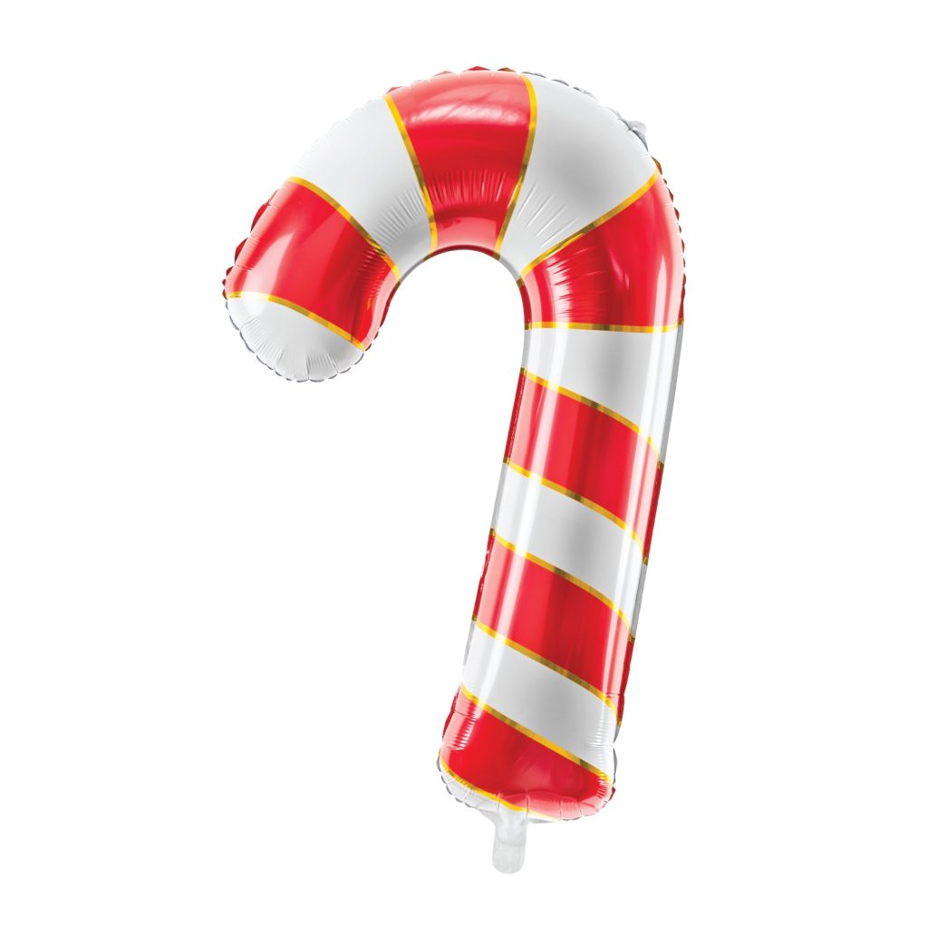 Red & Gold Candy Cane Foil Balloon 32in