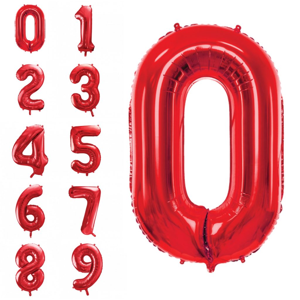 34″ Red Number Balloon 0-9