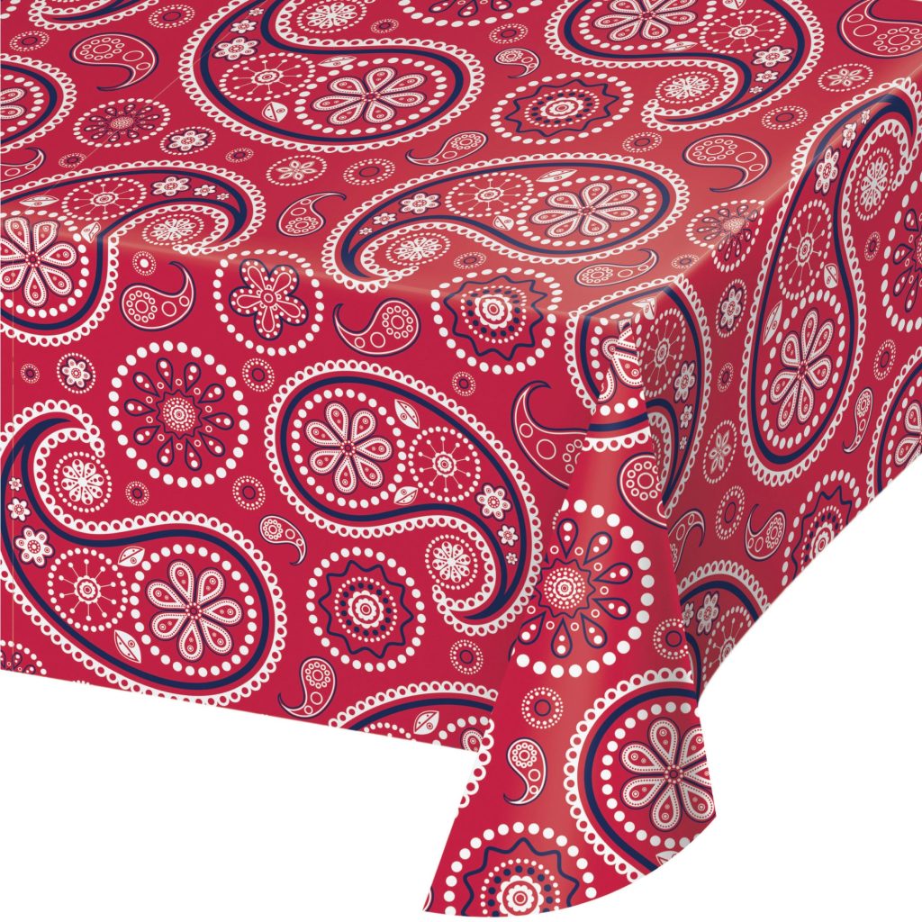 Red Paisley Bandana Plastic Table Cover