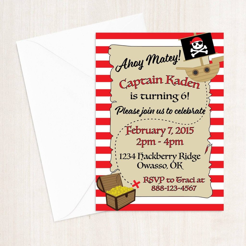 Red Pirate Birthday Party Invitation