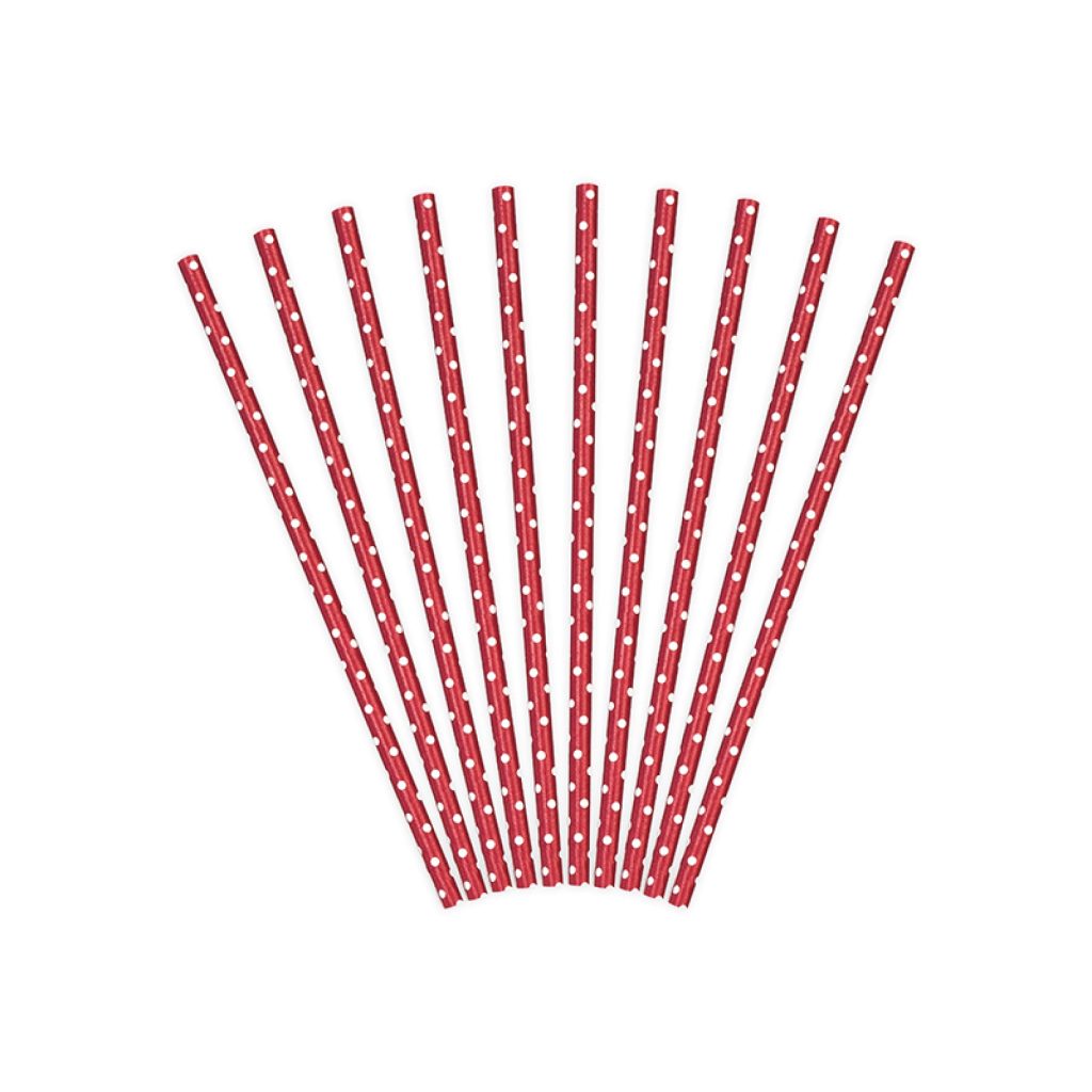 Red Polka Dot Paper Straws 10ct