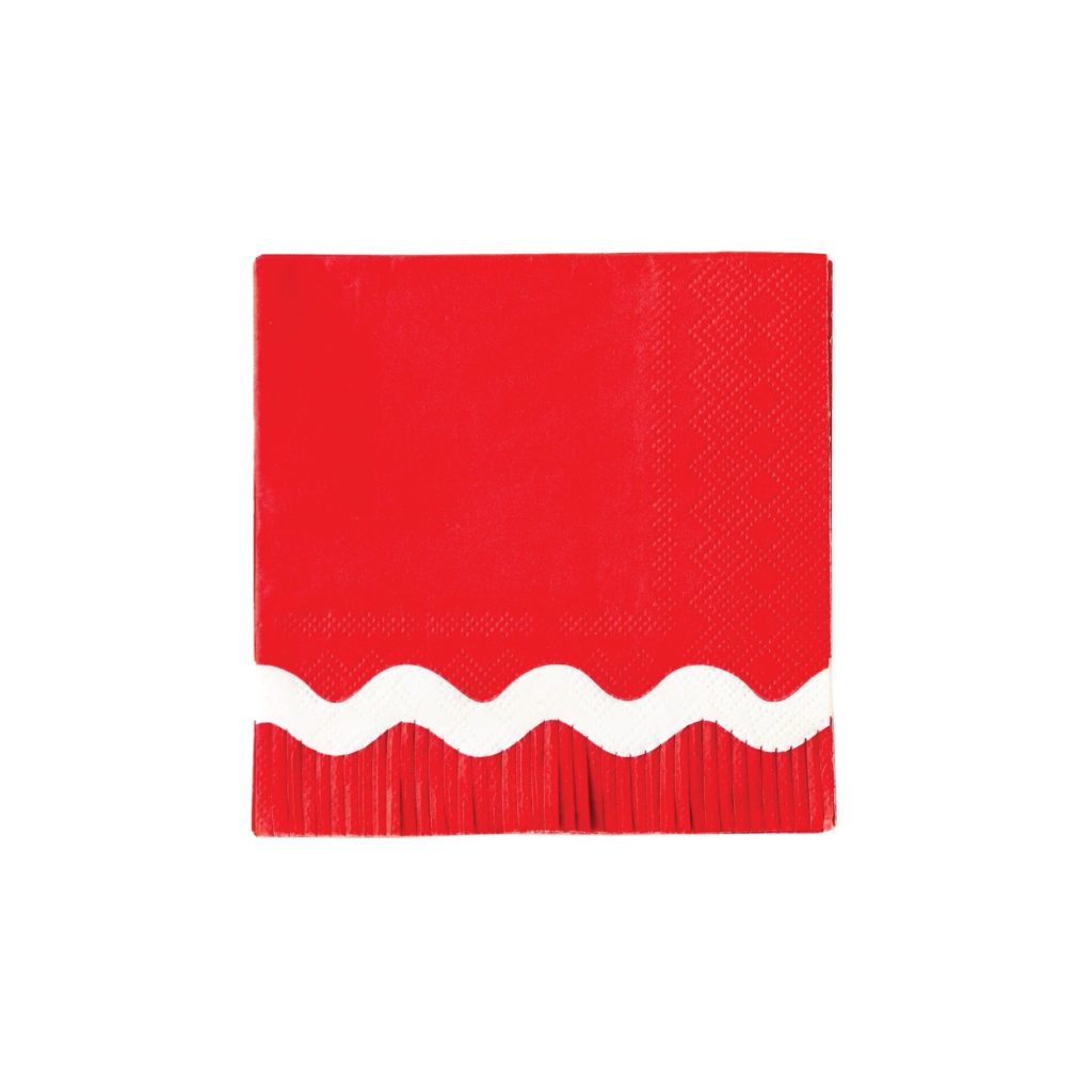 Red Ric Rac Fringe Dessert Napkins 24ct