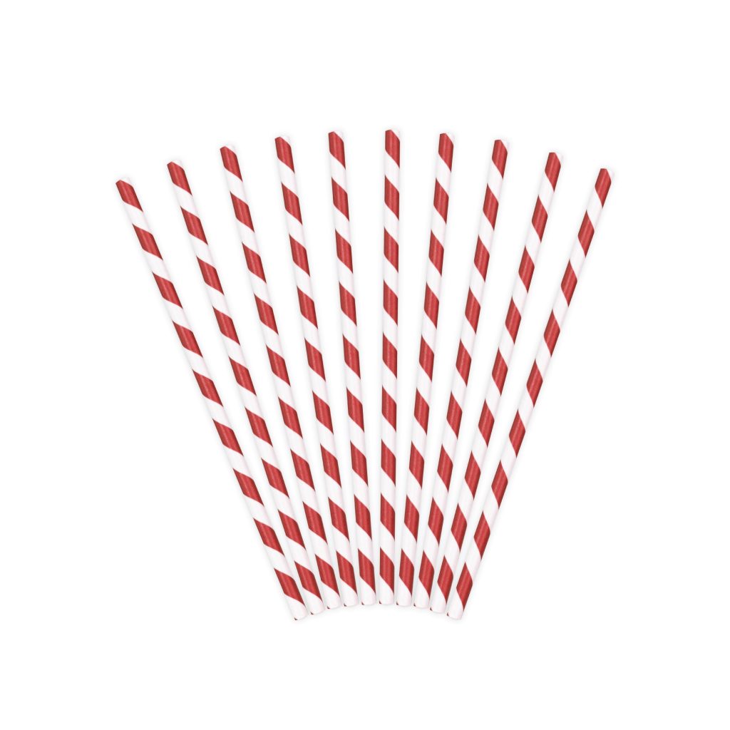 Red Striped Paper Straws 10ct