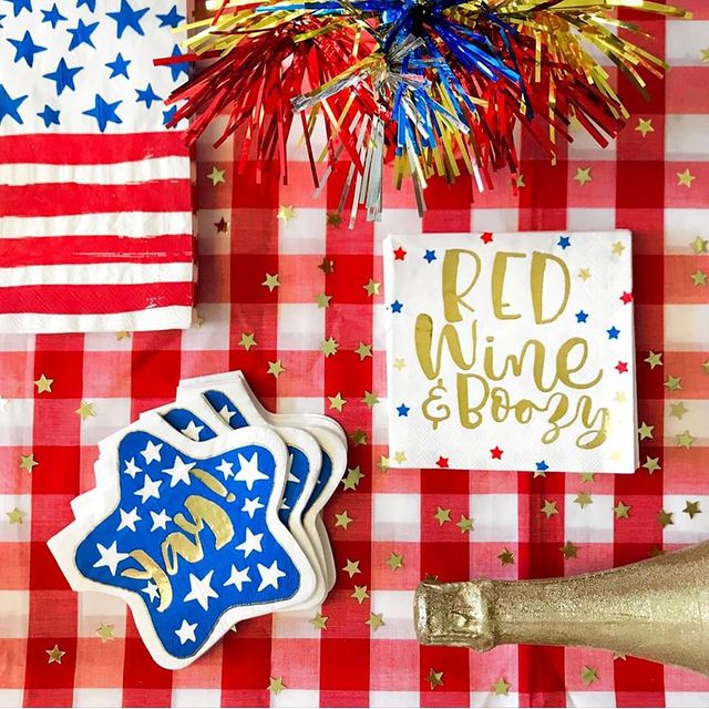 Patriotic Red, Wine, & Boozy Dessert Napkins 20ct