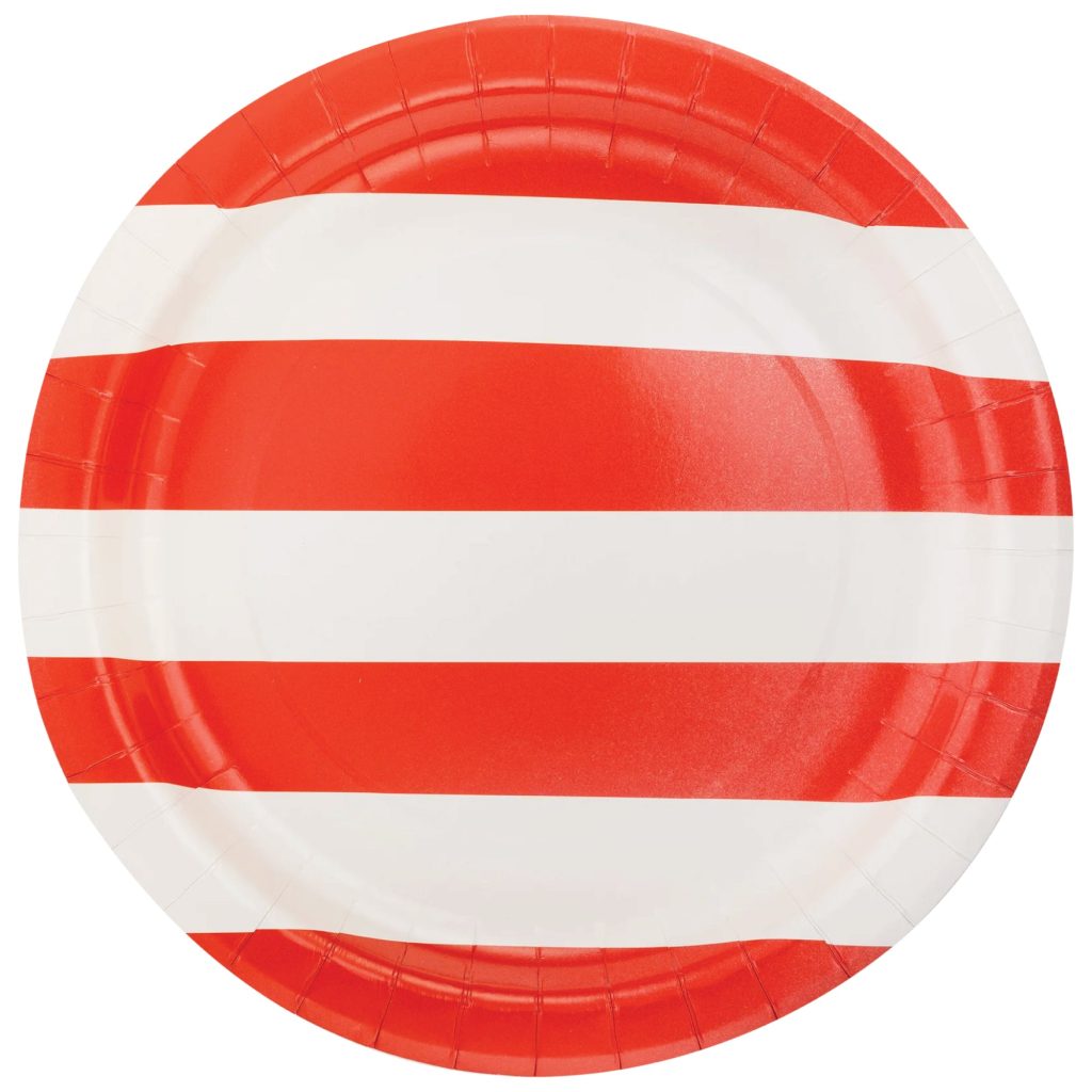 Red & White Striped Dinner Plates 8ct